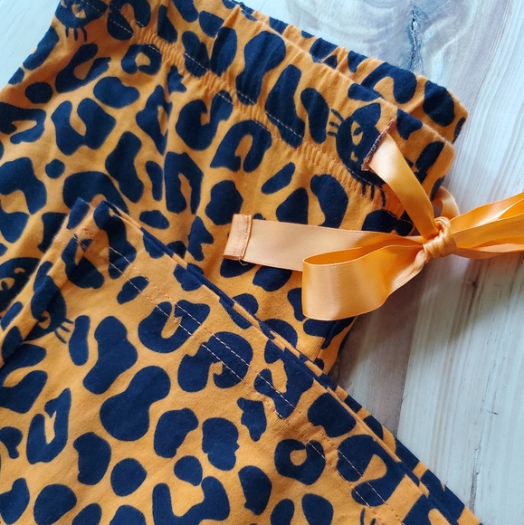 Orange Leopard Print & Cat Pajama Pants - Picture 1 of 4
